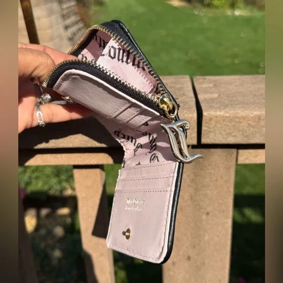 Juicy Couture Black Quilted Wallet with Gold Charms Faux Leather Exclusive - Picture 7 of 7